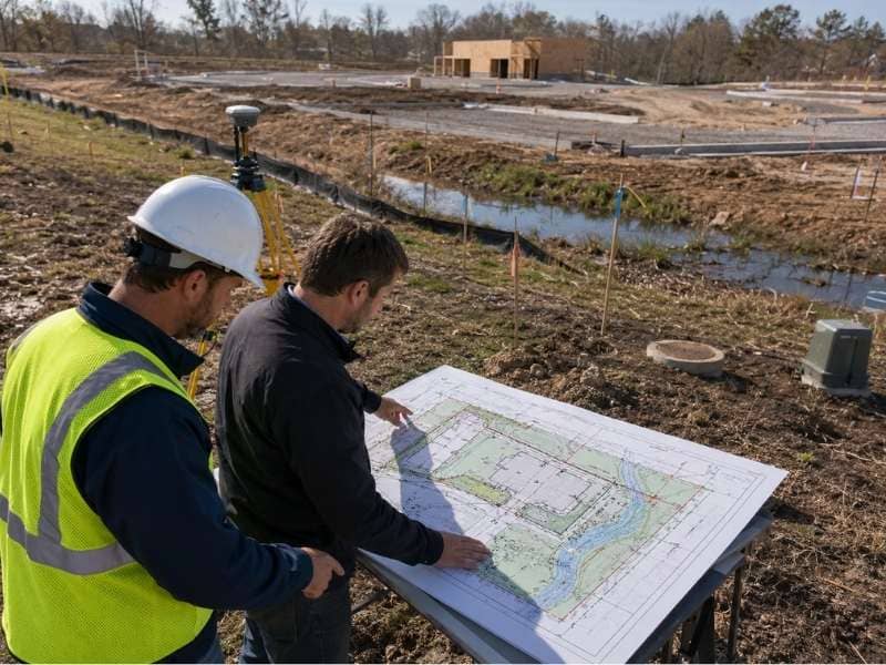 Survey Mapping showing property boundaries, easements, flood zones, and utilities to help prevent delays during site plan approval.
