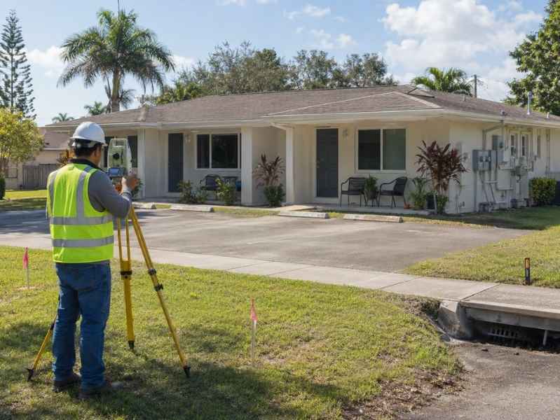 Property survey of a duplex in Fort Myers Florida before conversion into separate condominium units